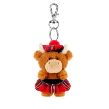 10cm Keeleco Adoptable Highland Cow with Kilt & Tammy Bagclip - Plush Soft Toy