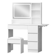 ALFORDSON Frisiertisch-Hocker-Set Schminktisch LED Spiegel Schrank Schlafzimmer