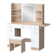 ALFORDSON Frisiertisch-Hocker-Set Schminktisch LED Spiegel Schrank Schlafzimmer