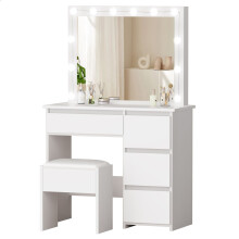 ALFORDSON Frisiertisch-Hocker-Set Schminktisch LED Spiegel Schrank Schlafzimmer