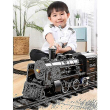 (As show, One size) Electric Road Model Toy, Steam Locomotive Charging Train Set With Realistic Train Sound Lights And Smoke Black, Type A(EPA08)r