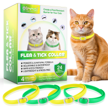 Cat Flea Tick Collar Treatment Adjustable 24 Month Protection Yellow Green 4 Pack