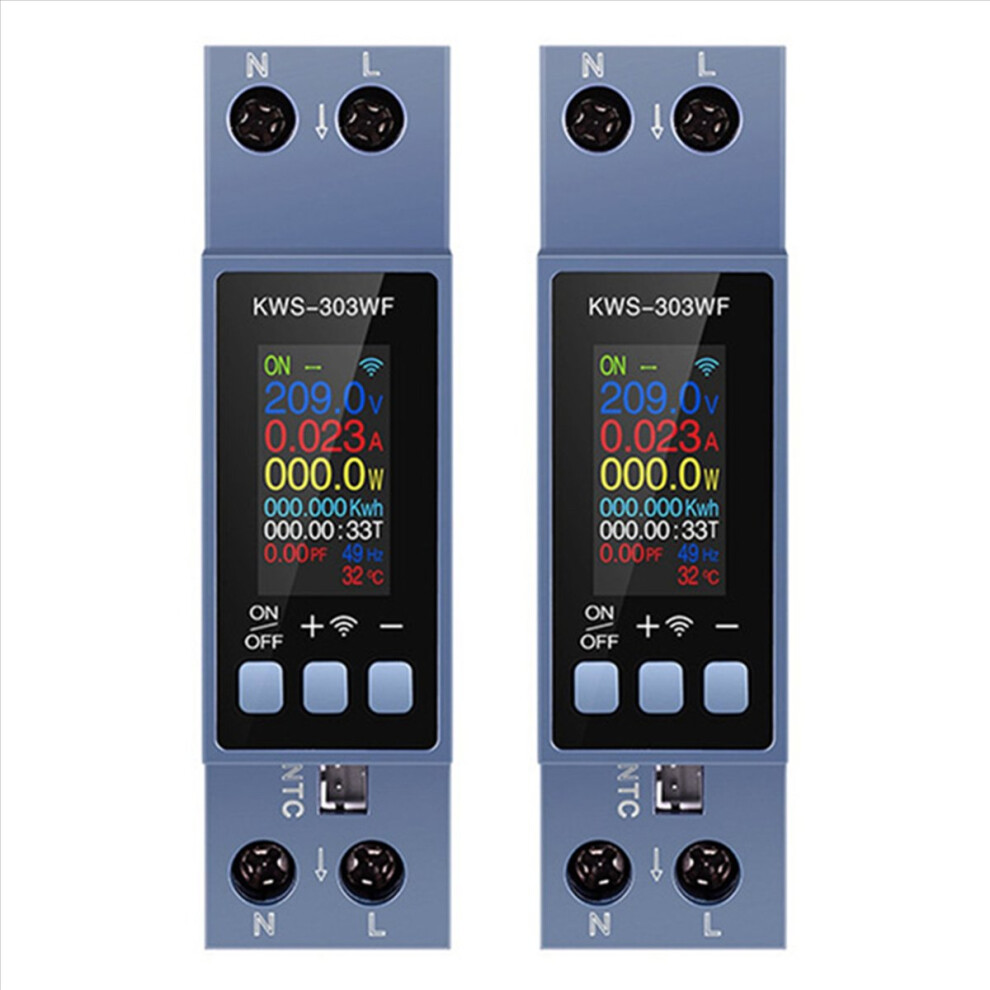 Photos - Other Hand Tools 2X TUYA WIFI Energy Meter Din Rail Mount Digital Voltmeter Ammeter Wattmeter AC 100-290V KWh Power Remote Control