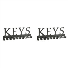 2X Key Holder Wall Mount, Black Hanger Decorative Rack Organizer Metal Keychain with 10 Hooks