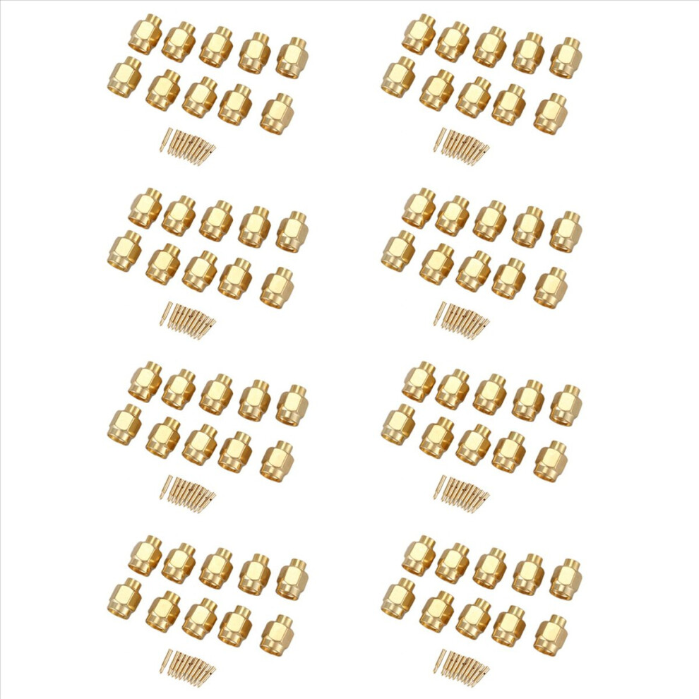 80X Sma Male Plug Solder Coax Connector For Semi-Rigid Rg402 0.141 Inch Cable Gold 4853929142025
