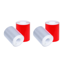 4 stuks 50 mm x 3 meter plakband waarschuwingsreflector beveiligingsmarkering wit en rood