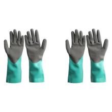4x herbruikbare, robuuste werkhandschoenen, zuurbestendig, arbeidsbeschermend, slijtvast, antislip en anti-snij rubberen handschoenen