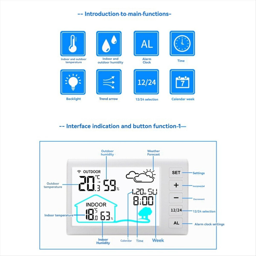Indoor Outdoor Thermometer Hygrometer Wireless Weather Station 4853006579454