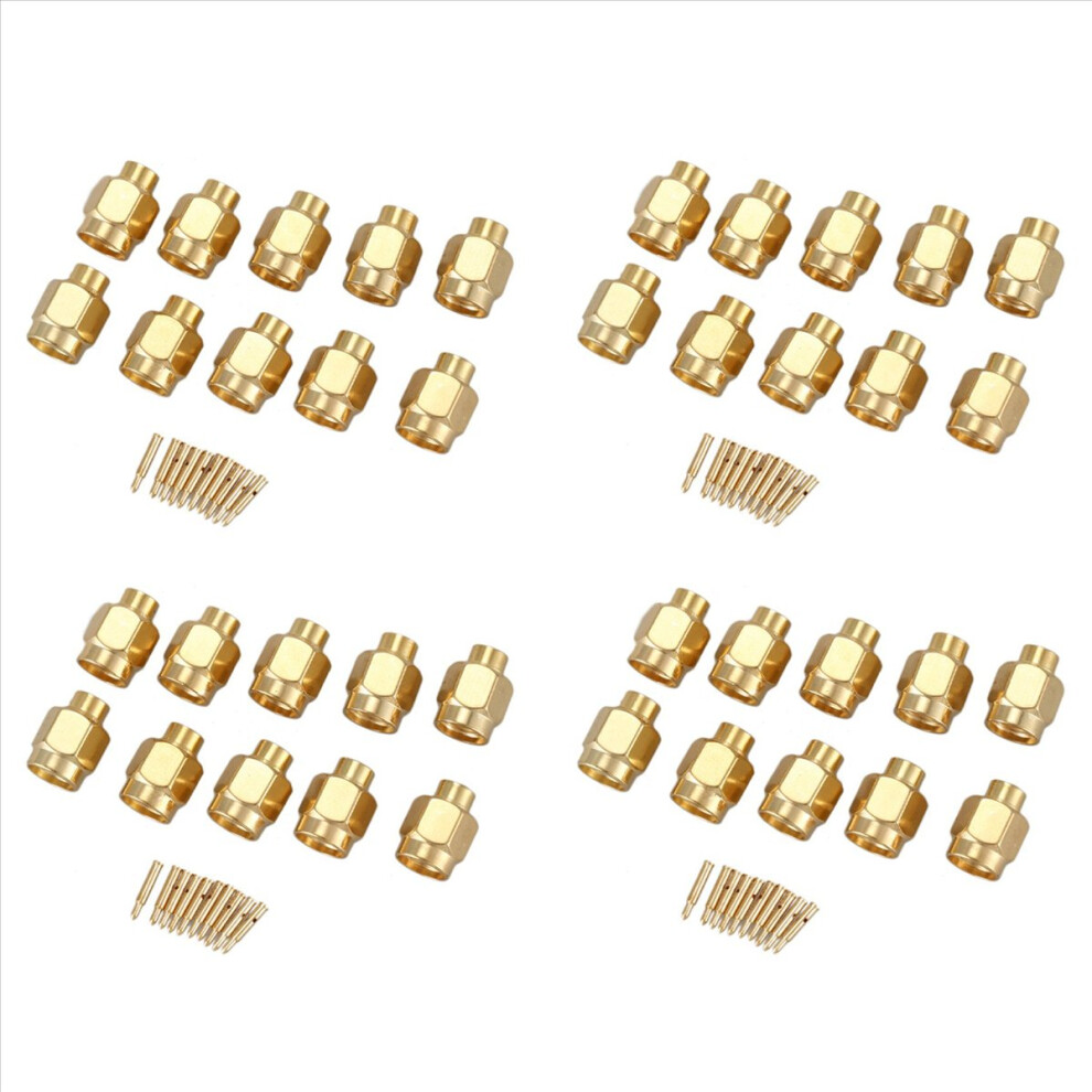 40X Sma Male Plug Solder Coax Connector For Semi-Rigid Rg402 0.141 Inch Cable Gold 4853006585486