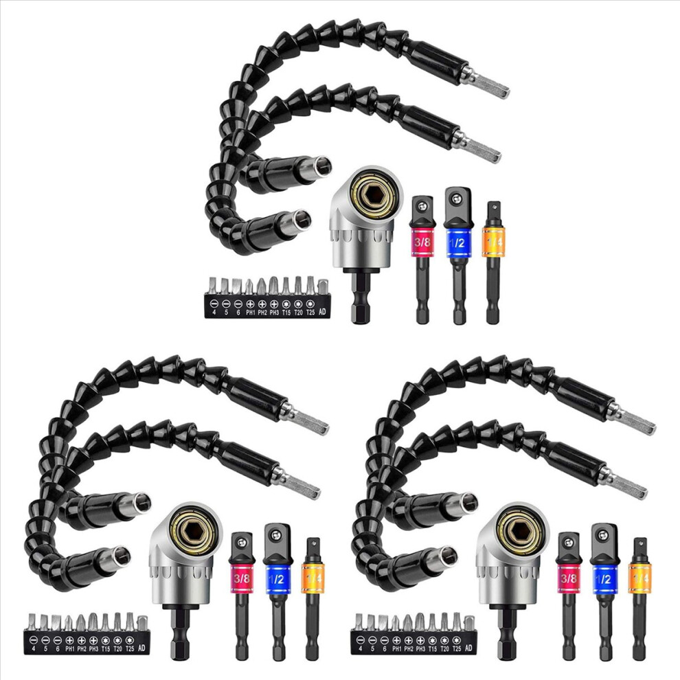 3 Set Flexible Drill Extension Hex Shank Nut Driver Bit Set, 9Pcs Universal Socket Adapter Screwdriver 4853006579898