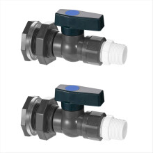2x PVC regenemmer kraanset, 3/4 inch kogelkraan, watertank vijverset