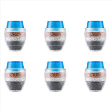 6x actieve kool kraanfilter mondstuk water keukenkraan 5 lagen zuiveraar voor thuisgebruik (blauw)