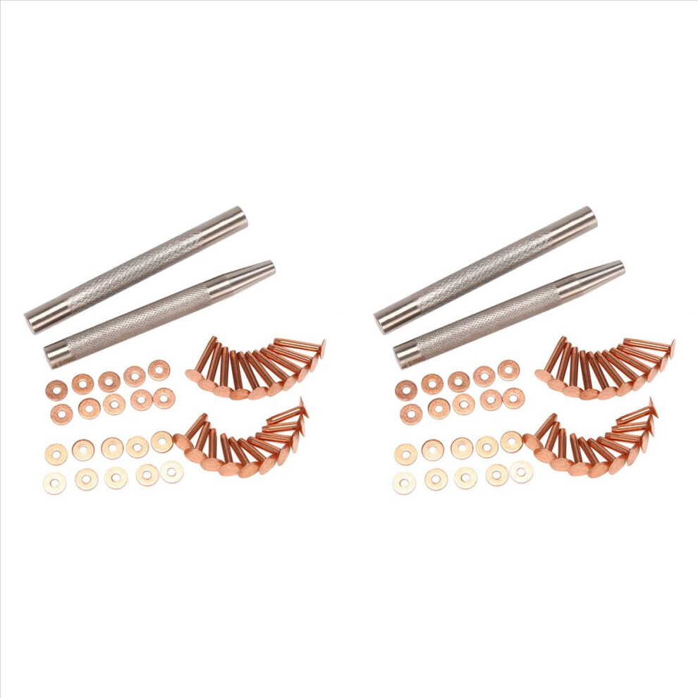 40Pack Copper Rivets And Burrs (14Mm 19Mm) With 2Pcs Punch Rivet Tool For Belts, Bags, Collars, Leather-Crafting 4852245762894