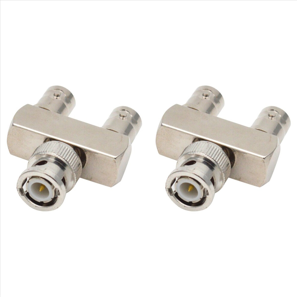 2X Pure Copper Connector Bnc Three-Way One Male To Two Female Y-Type Bnc-Jkk Adapter 4852245766847