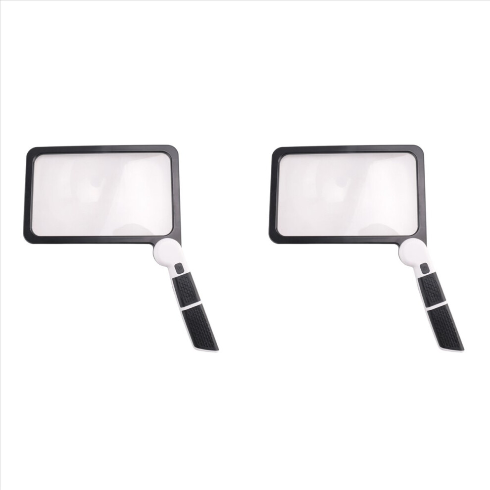 Kepptory 2Pcs Full-Page 5X Magnifying Glass Folding Lighted Magnifier With 48 Led Lights, Rectangular Handhold
