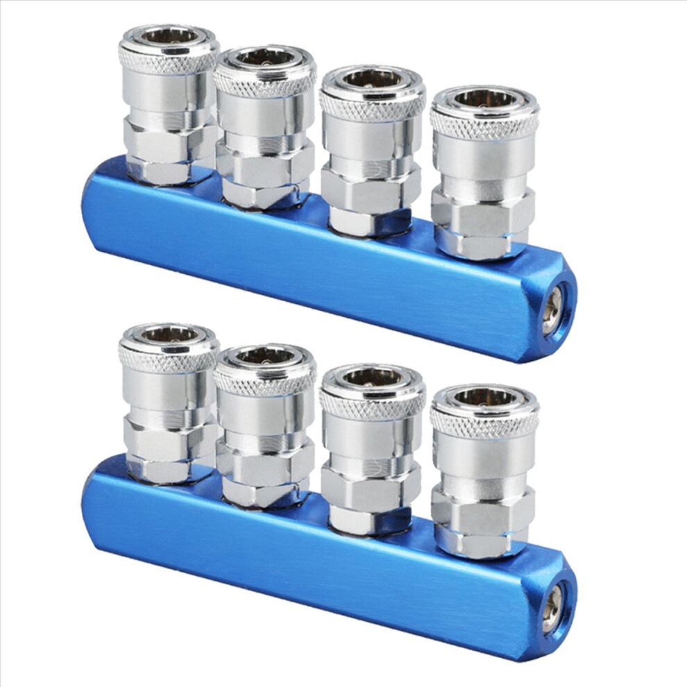2X Pneumatic Distributor 4 Way Air Hose Quick Connect Coupling Tool 1/4 Thread 4852245772114