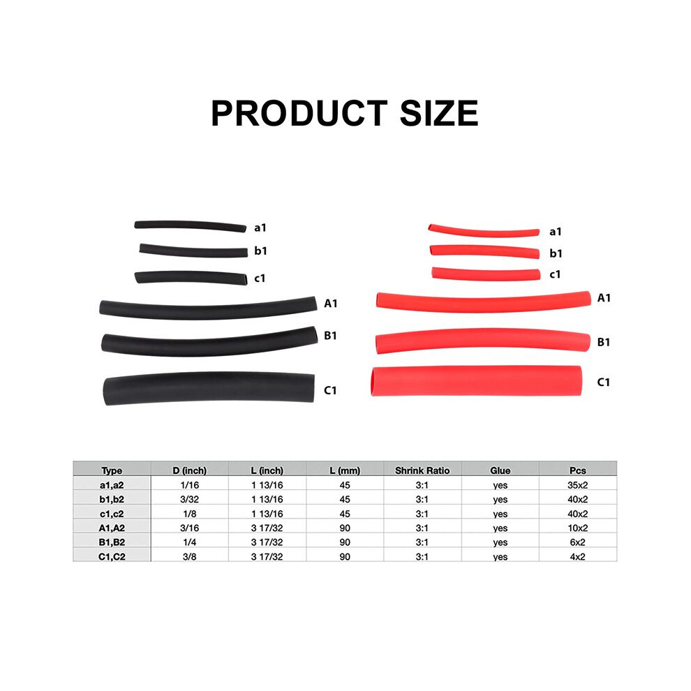 270Pcs 3:1 Adhesive Heat Shrink Tubing Kit, Tube 4851681182952