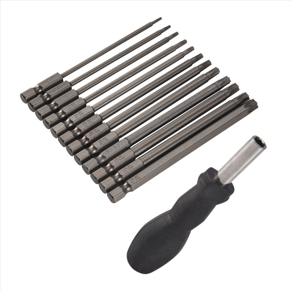 13Pcs 100Mm Torx Long Screwdriver Bits Set,T6-T40, 1/4 Inch Hex Shank 4851681175640