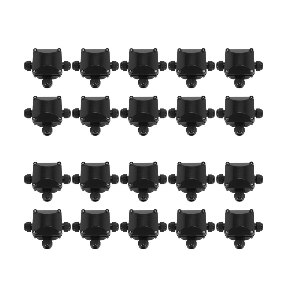 3-Way Junction Box, Ip 68 Waterproof Connectors For Outdoor Lighting External Box Pack Of 20 Black 4851681186417