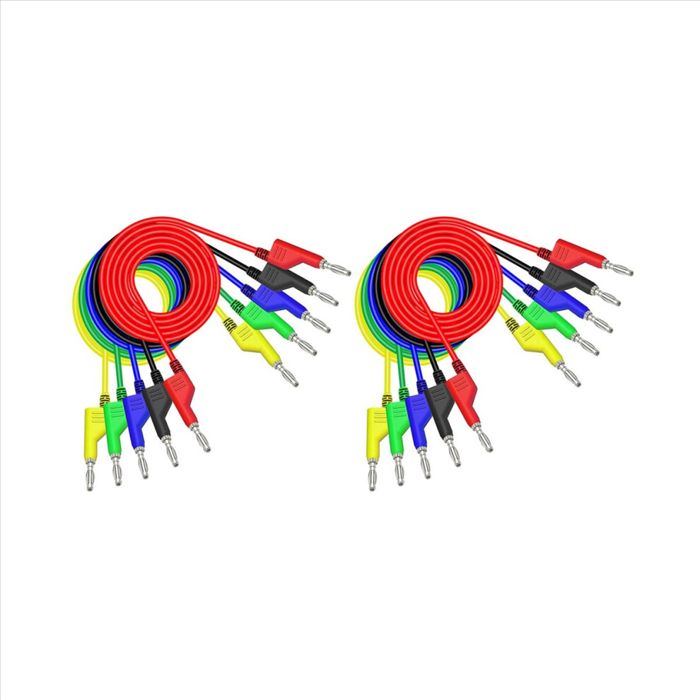 10Pcs Stackable Banana To Plug Test Leads Soft Electrical Cable Wire 3.3Ft/1M For Multimeter 1000V 15A 4851681195488