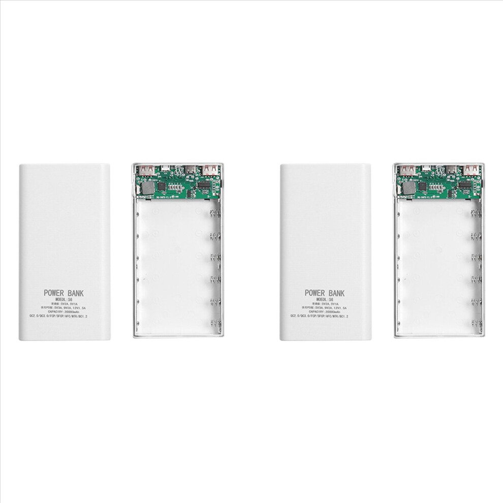 2X 18650 Battery Power Bank Box 5V 2.1A LCD Display 20000MAh Board for 6X18650 DIY Powerbank Case(White)-image-OPC-PMGRPQR-NEW
