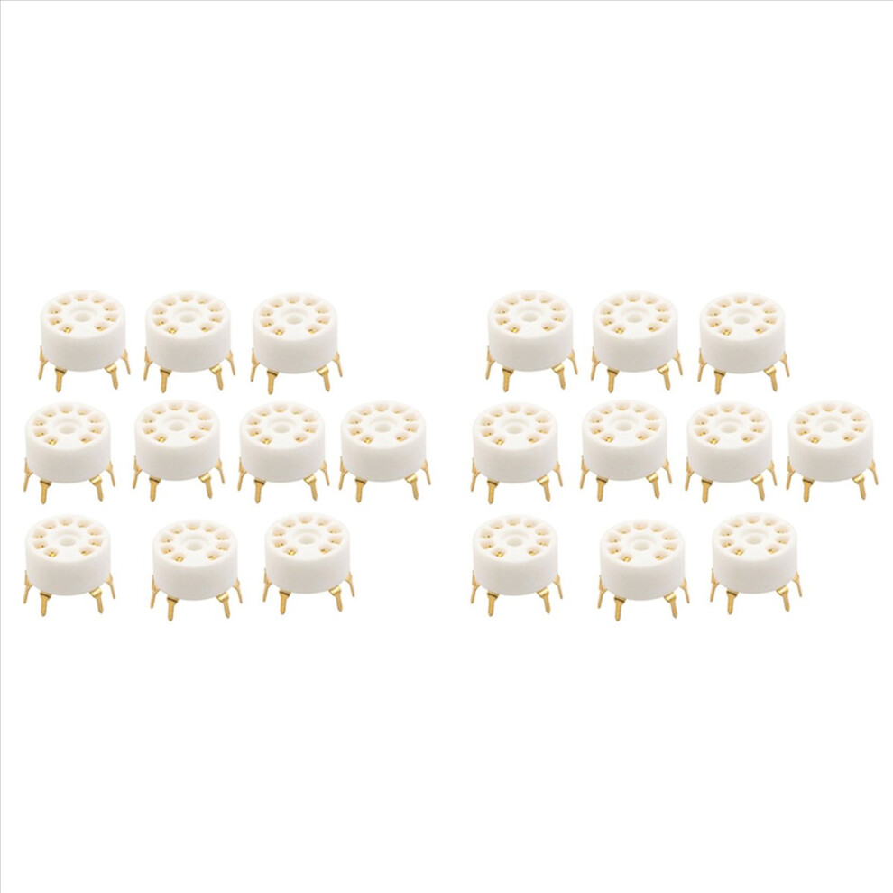 20Pcs Pcb 9Pin Ceramic B9a Vacuum Tube Socket Audio Hifi Diy Amps For 12Ax7 12Au7 12At7 Ecc81 Ecc82 Ecc83 -Plated Golden 4851681192258