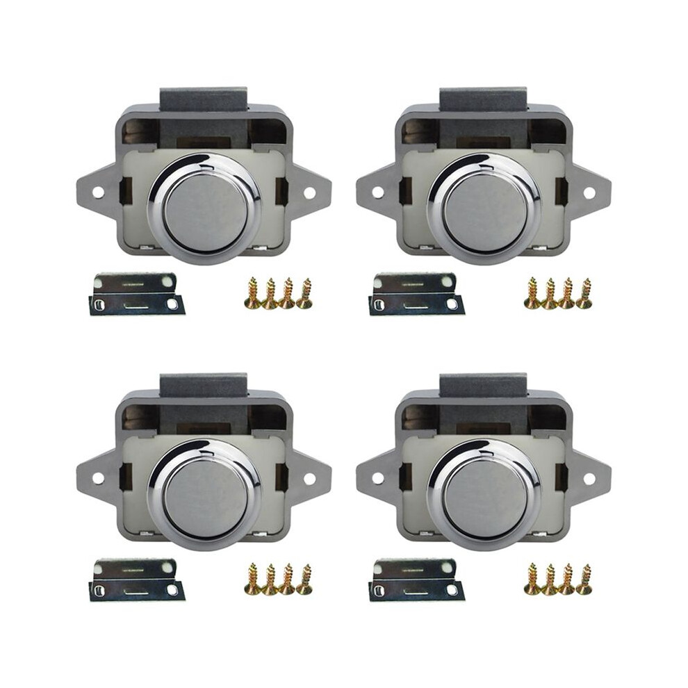 4Pcs 26Mm Push Lock Latch Button Catch Motorhome Rv Cabinet Cupboard Door Knob, Chrome 4851681197703