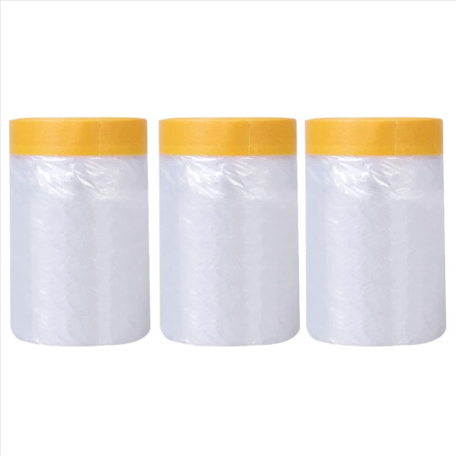 6X Dust Sheets Roll, Plastic Masking Film Rolls Drape with Self-Adhesive Tape 2