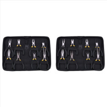 16PCs Mini Pliers Set, Long Nose with Teeth, Flat Jaw, Round Curve Needle Diagonal Wire End Cutter Linesman Plier