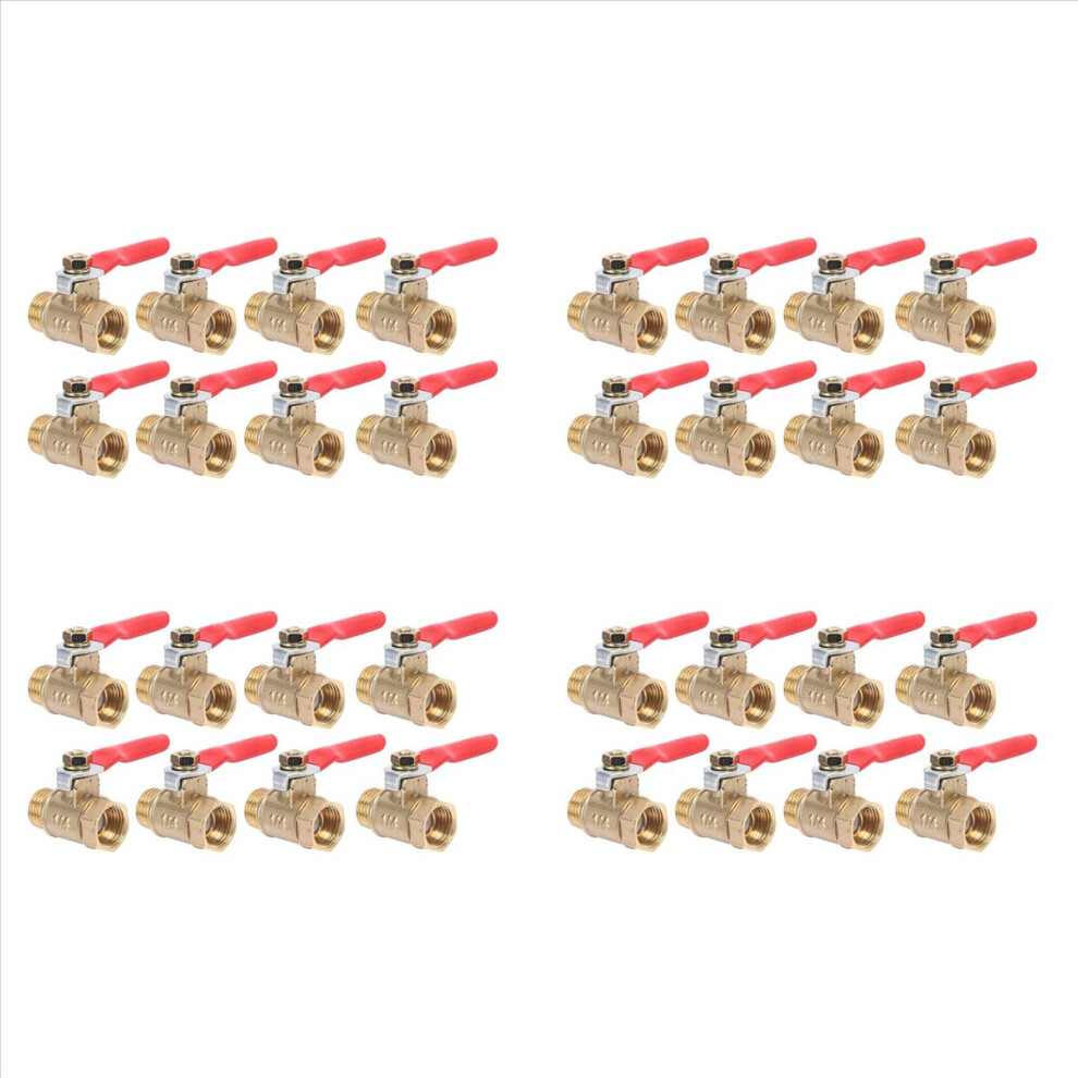 32Pcs 1/4 Inch Heavy Duty Brass Ball Valve Shut Off Switch Male And Female Npt Thread Pipe Fitting 4854194582264
