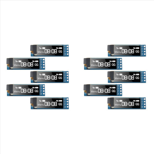 10 stuks displaymodule 0,91 inch OLED-schermdriver DC 3,3 V-5 V (wit licht) 1