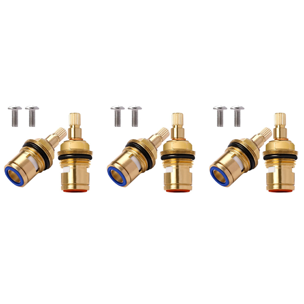 6Pcs Brass Ceramic Stem Disc Faucet Valve Replacement Repair Parts 4854010027214