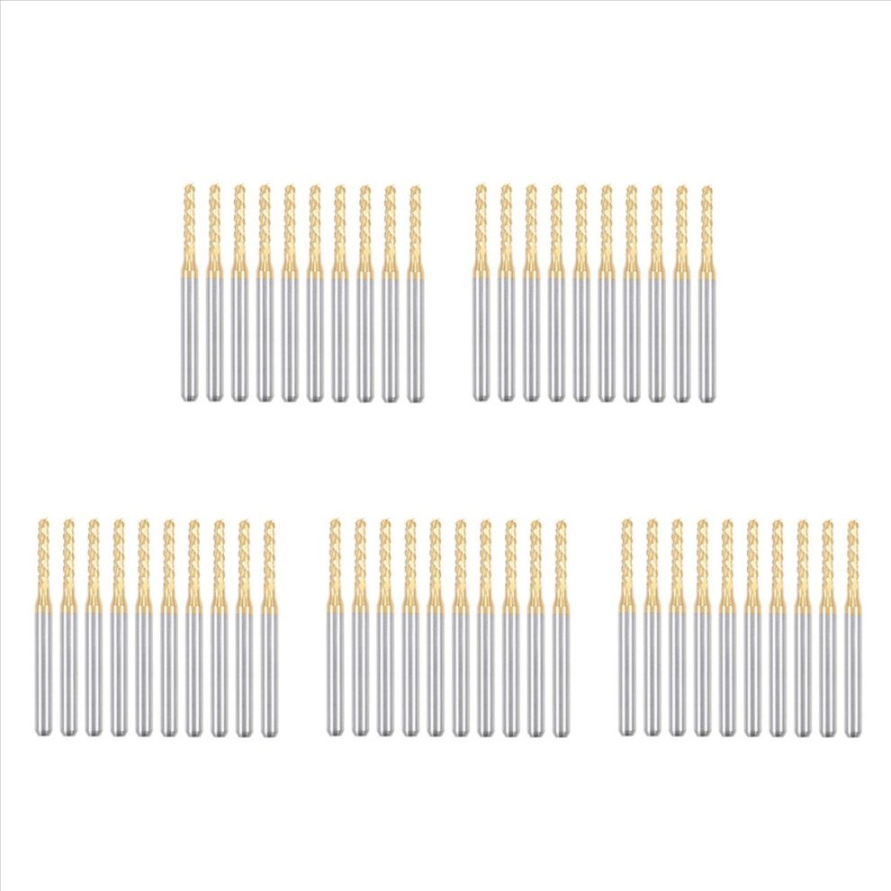 50PCS Titanium Coat Carbide End Mill Engraving Milling Cutter CNC Router Bits for PCB Machine, 1/8 Inch Shank 2Mm-image-OPC-PMGRTY8-NEW