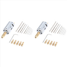 2x Mini elektrische handboorset DC 12V motor 0,5-3 mm HSS Twist met 5 stuks spantangen