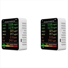 2X 6 in 1 Multifunctionele Luchtkwaliteitstester LCD-scherm Thuis Binnen Kantoor Muurmontage
