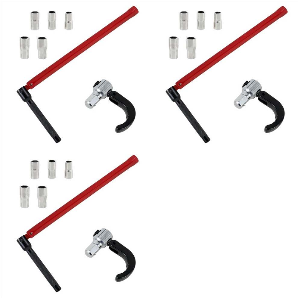 3X Faucet Wrench Carbon Steel Plumber Socket with 15 Sockets and 3 Chuck Tap Back Nut Kitchen Sink Keys, A-image-OPC-PMGRVBQ-NEW