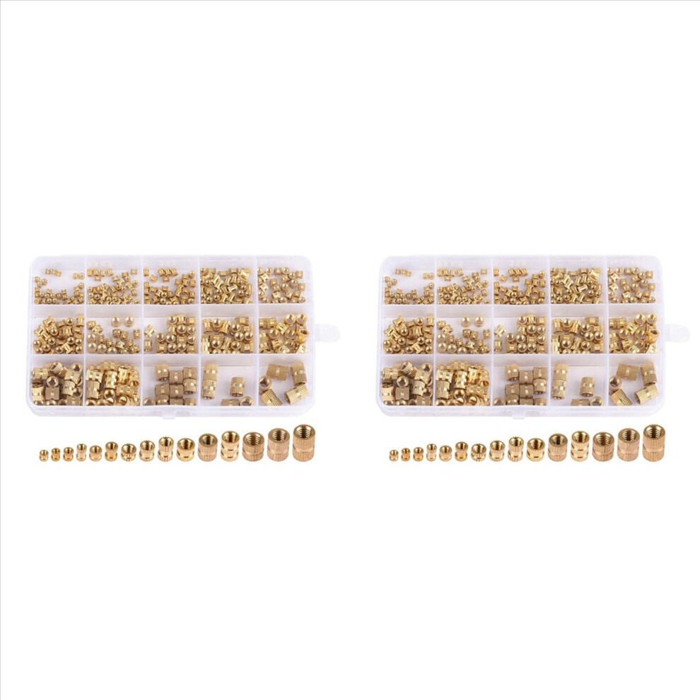 760Pcs Thread Inserts M2 M2.5 M3 M5 M6 Metric Female Brass Knurled Threaded Embedment Nuts Assortment Kit 4854194587054