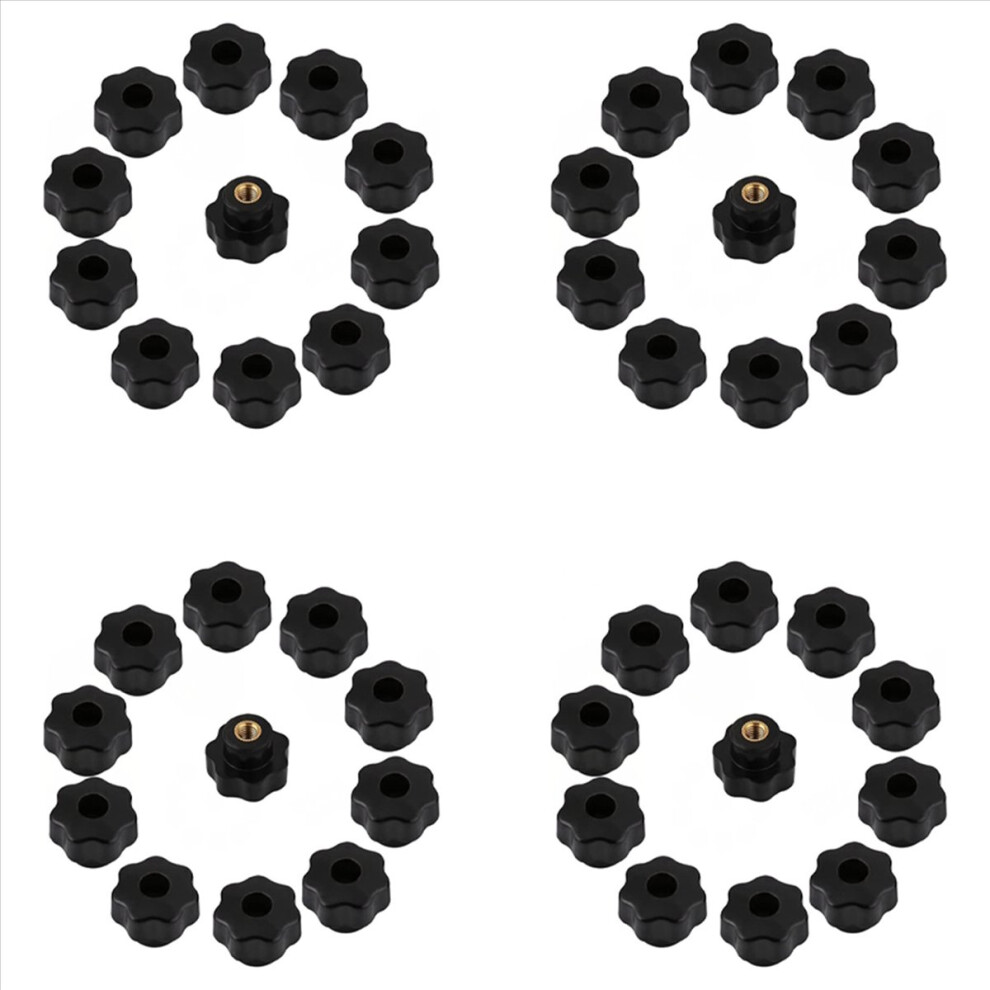 40Pcs M6 Internal Thread Knob Screw Plastic Star Head Clamping Black X 25 4854194546082