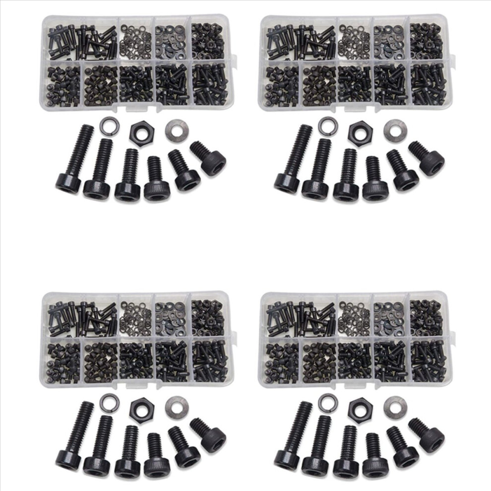 1200 Pcs Nuts Bolts Set Hex Nut and Washer Assortment Screws M3 Tool Kit with Plastic Box (Black)-image-OPC-PMGRW26-NEW
