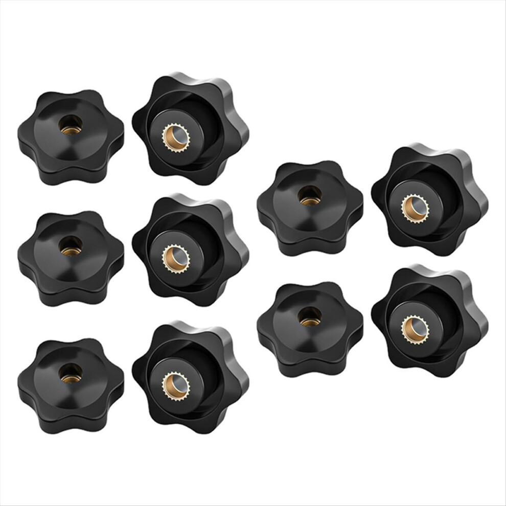 Plum-Blossom Hand Tightening Rubber-Head Nuts Black Thumb M8 4852597801364