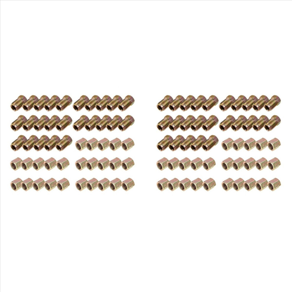 100Pcs Male / Female End Union Brake Pipe Screw Nuts M10 X 1Mm 3/16Inch Od Copper Tubes Line Fittings Metric 4852597803214