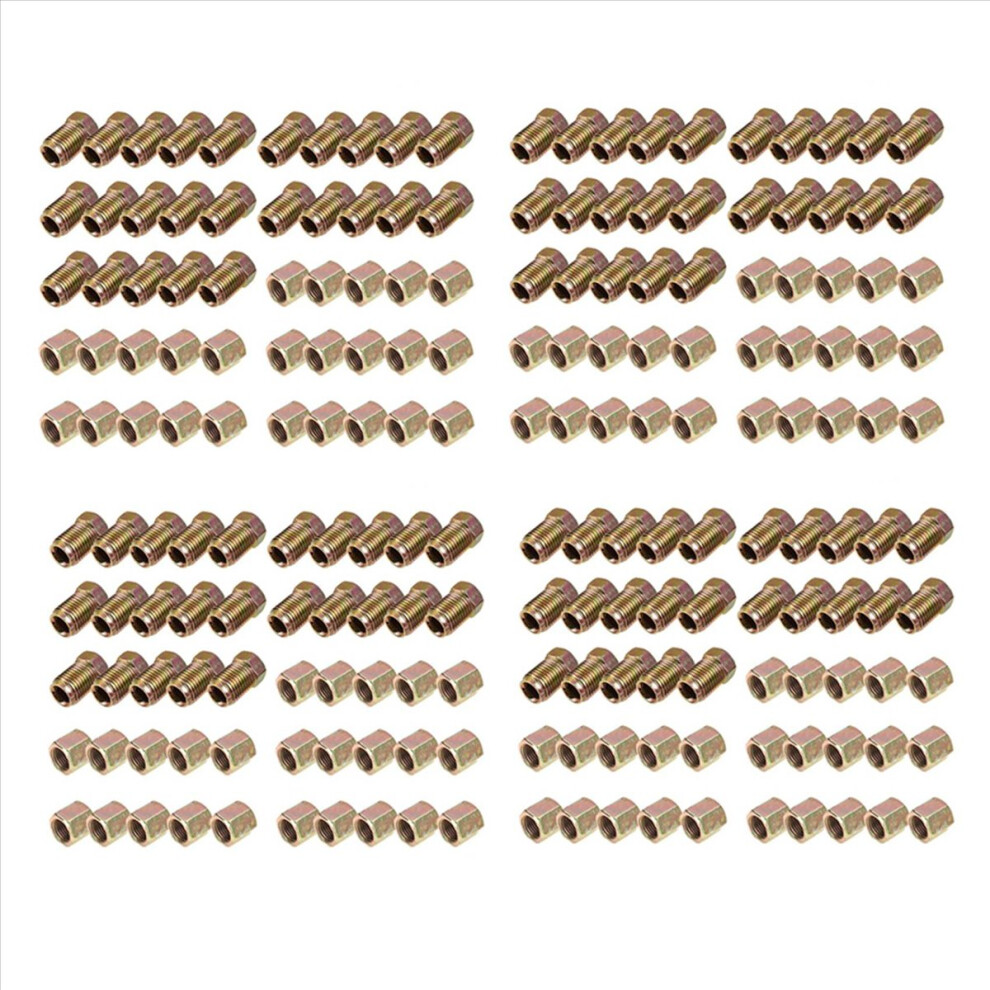 200Pcs Male / Female End Union Brake Pipe Screw Nuts M10 X 1Mm 3/16Inch Od Copper Tubes Line Fittings Metric 4852597801784