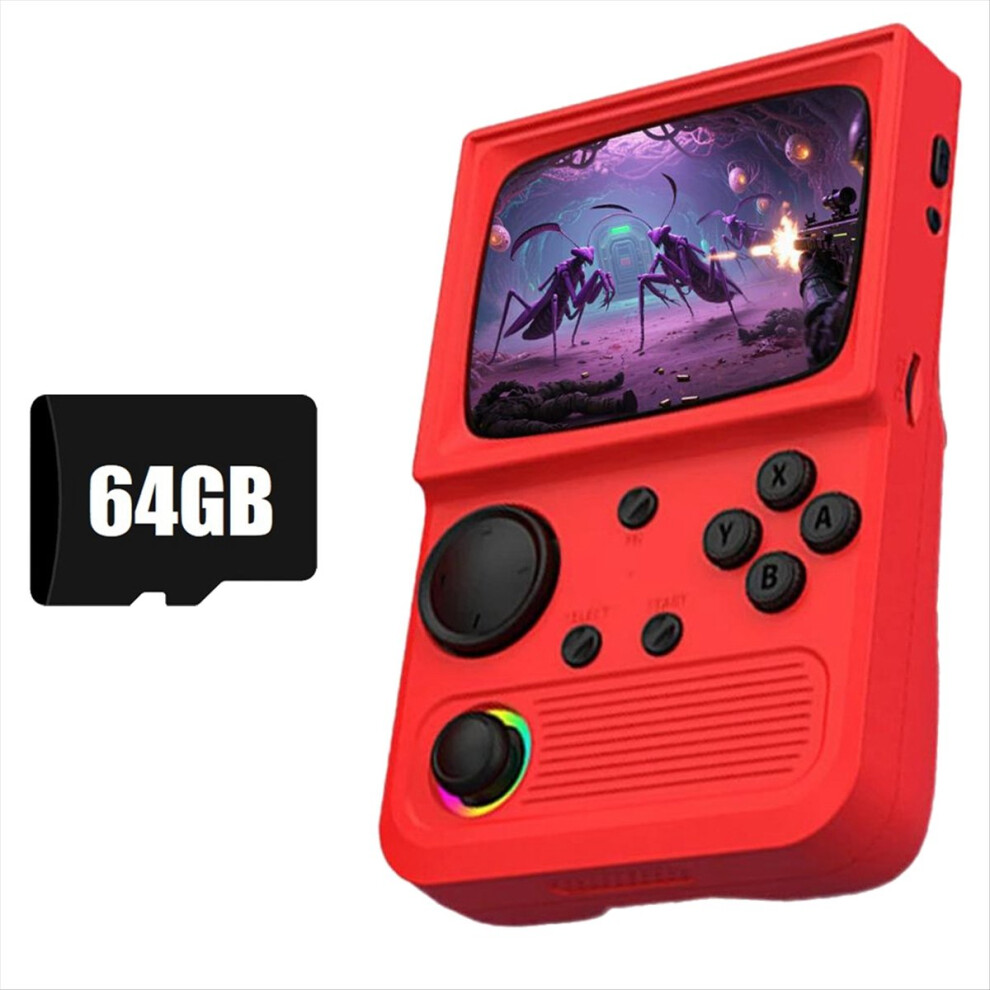 R36t Retro Handheld Game Console 64G 15000 Games Red 4852597807717