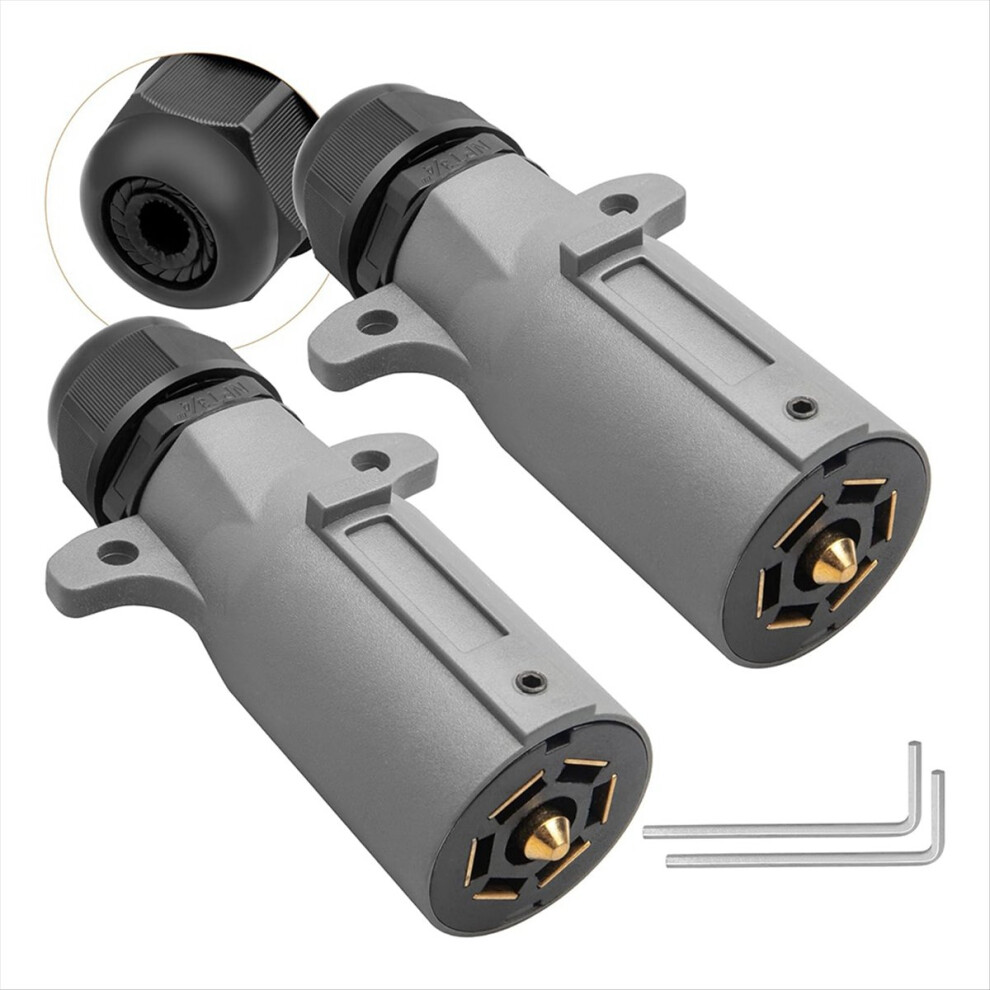 Rv 7 Pin Trailer Plug With Ip68 Waterproof Seal 2Pcs, Way Rv-Style 4852597824523