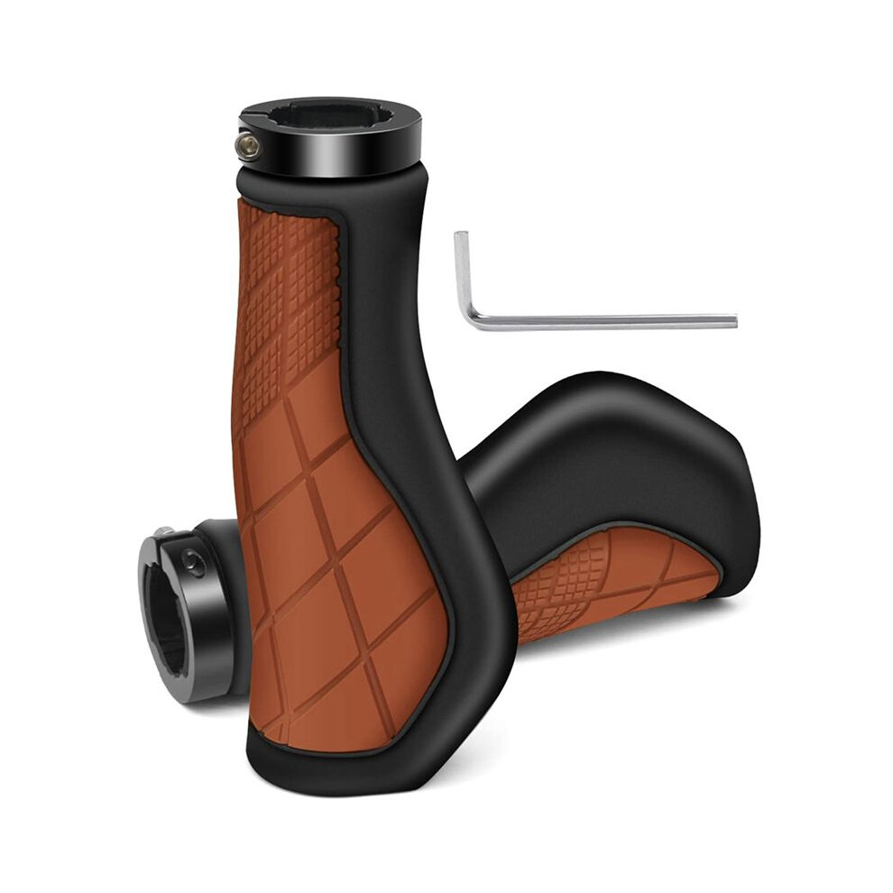 Bicycle Grips Ergonomic Non-Slip Rubber,For 22.2Mm E-Bike Brown 4852597832627
