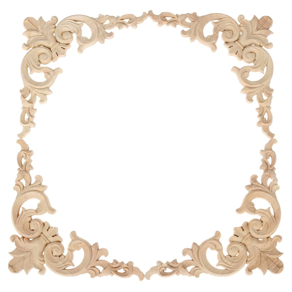 4Pcs Wood Carved Mouldings Corner Onlay Applique Furniture Home Decor 4852597844866
