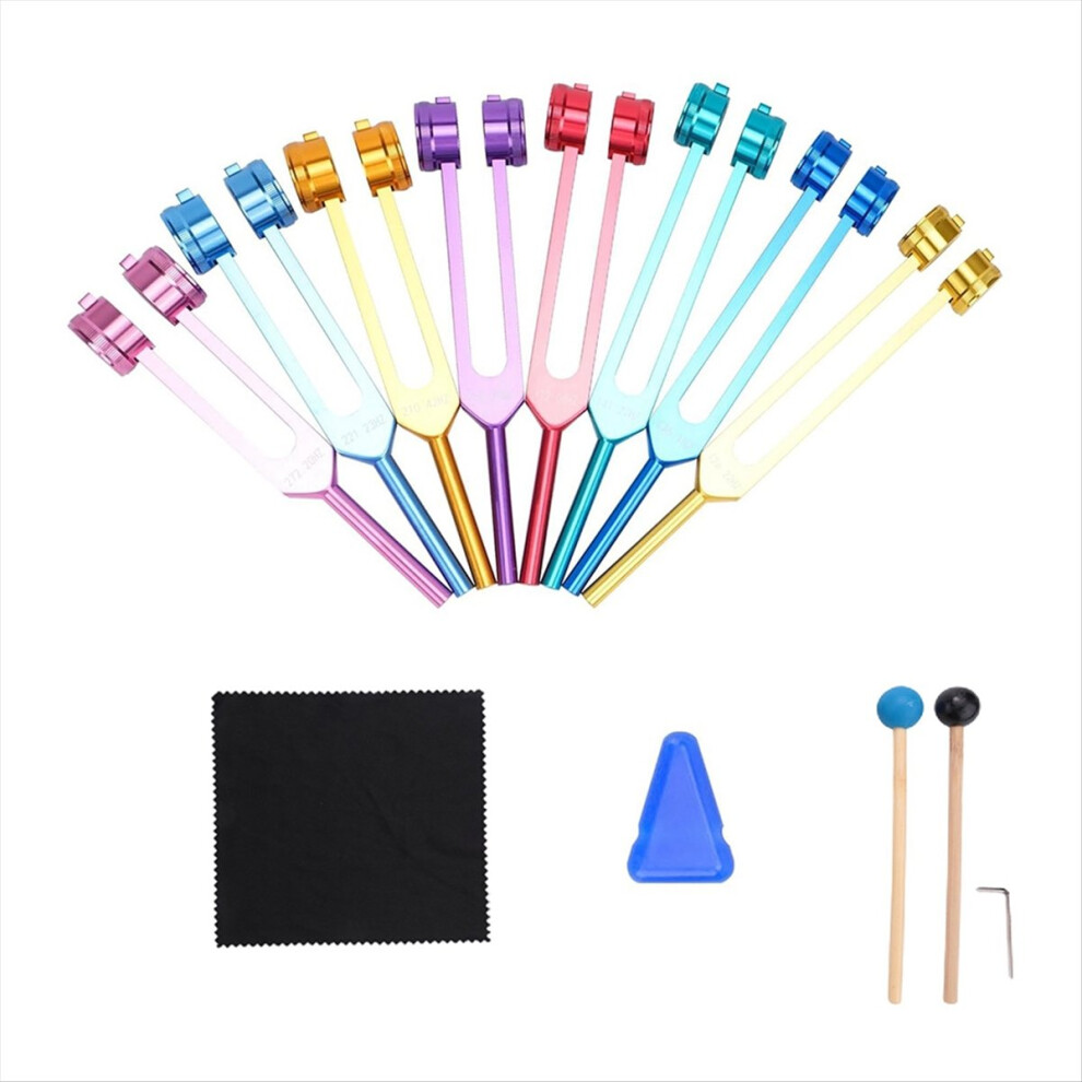 Chakra Tuning Fork Set, For Meditation,Yoga, Sound Healing Multicolor 4852597847362