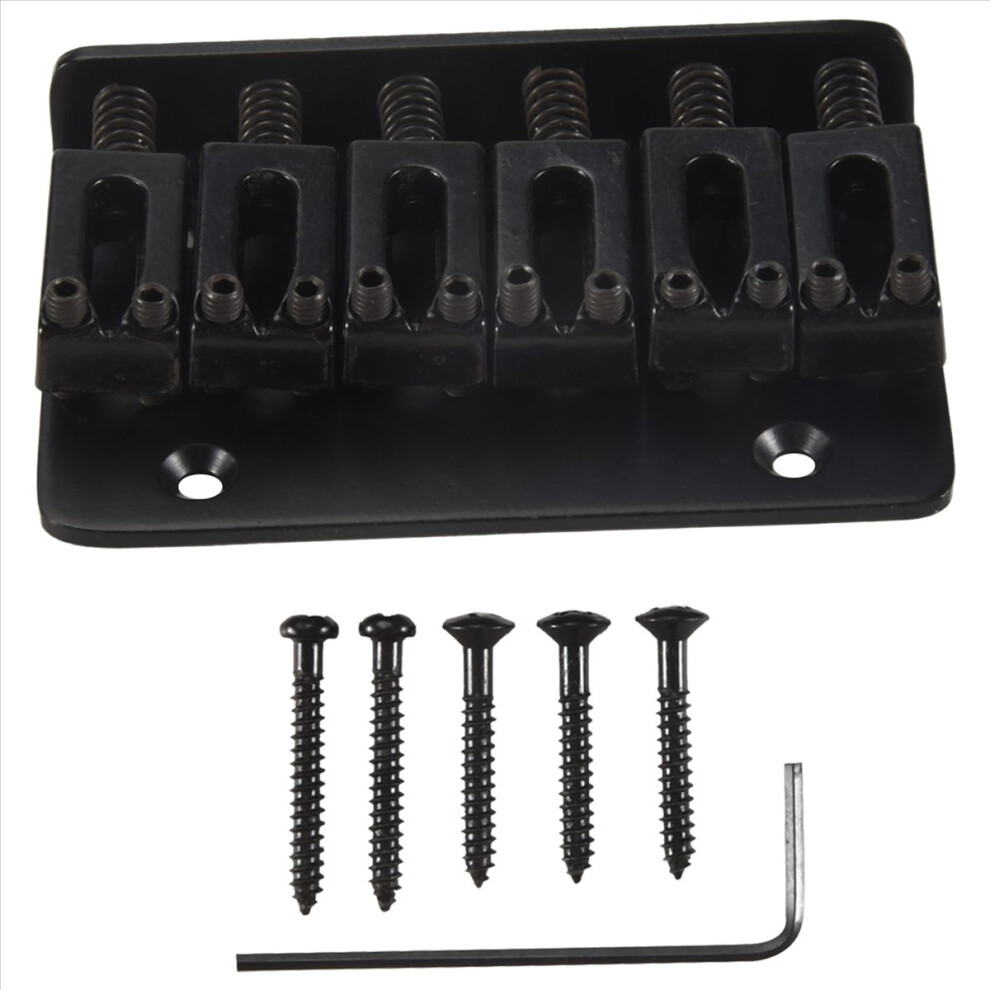 Black 6 String Fixed Hard Tail Guitar Bridge For 4852597853677