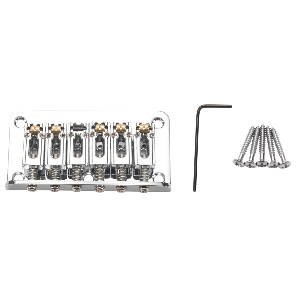 Hardtail Guitar Bridge Body Through For 6 String Electric Silver 4852597852823