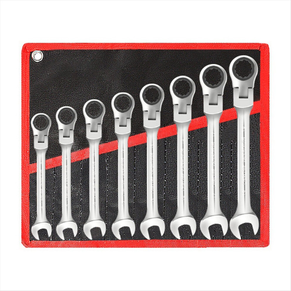 Chrome Steel Bidirectional Movable Ratchet Wrench 8Pcs 4852597847393